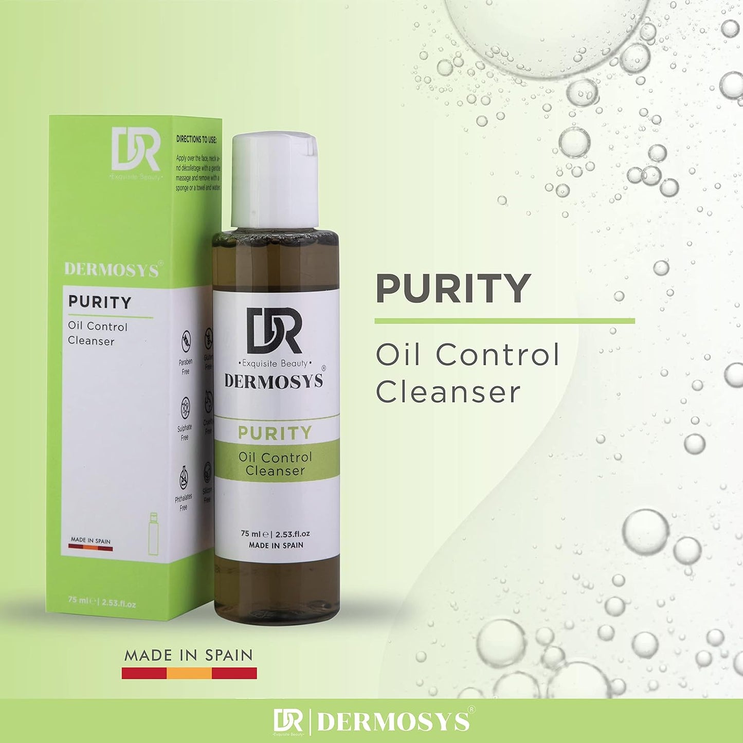Dermosys Cleansing Oil for Face | Deep Cleansing Oil with Witch Hazel, Thyme & Camphor | Daily Wash for Oily & Acne-Prone Skin | 75ml | Paraben& Sulphate-Free