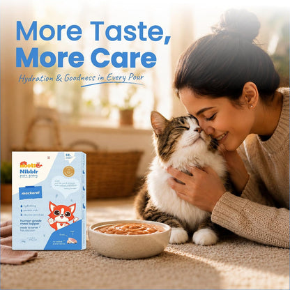 Nootie Nibblr Purr Gravy Mackerel - Taurine-Enriched, High-Protein Meal Topper for Cat (170g)