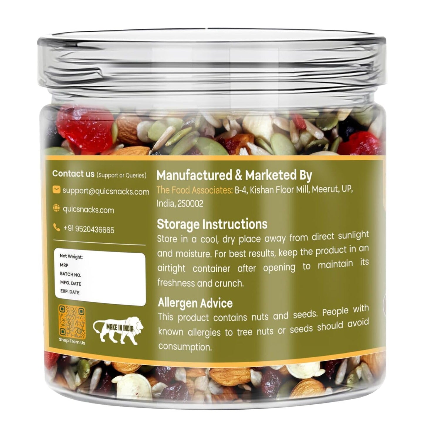 QuicSnacks 9-in-1 Cardioboost Seed Mix | Omega-3 Rich Trail Mix | Crunchy & Flavorful Snack | Healthy Nuts & Dry Fruits for Heart Health & Circulation
