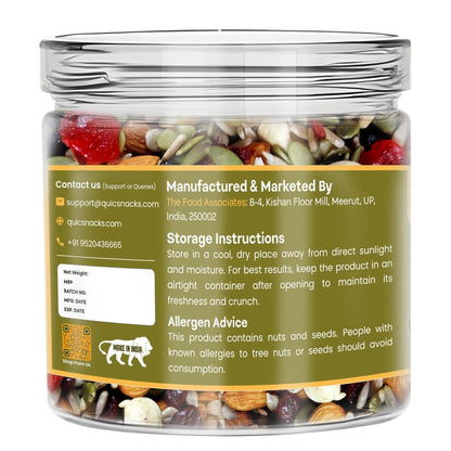 QuicSnacks 9-in-1 Cardioboost Seed Mix | Omega-3 Rich Trail Mix | Crunchy & Flavorful Snack | Healthy Nuts & Dry Fruits for Heart Health & Circulation