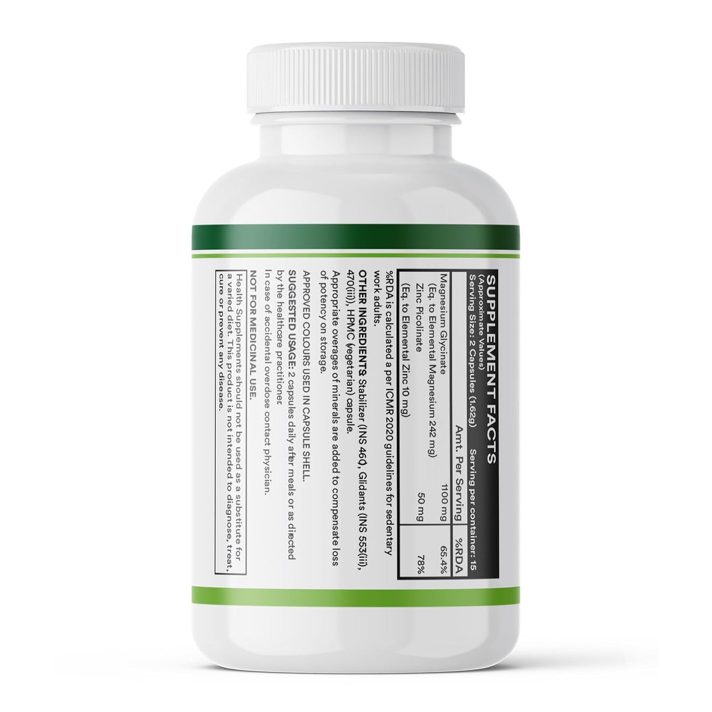 INLIFE Magnesium Glycinate Supplement 1100mg (Elemental Magnesium 242mg) with Zinc 10mg (as Zinc Picolinate) Per Serving, Relaxation & Healthy Muscle Function - 30 Capsules (Pack of 1, 30, count)