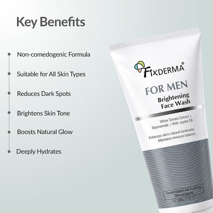 Fixderma Brightening Face Wash For Men |Niacinamide Cleanser-100 ml | Niacinamide, Jojoba Oil