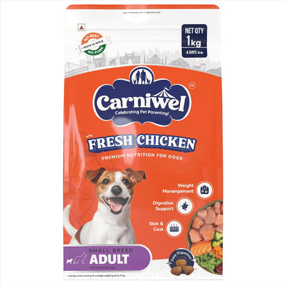 Carniwel Fresh Chicken Adult Dry Dog Food 1kg | Premium Nutrition | Natural Ingredients for Optimal Skin & Coat Health | Highly Palatable | Supports Joint Health