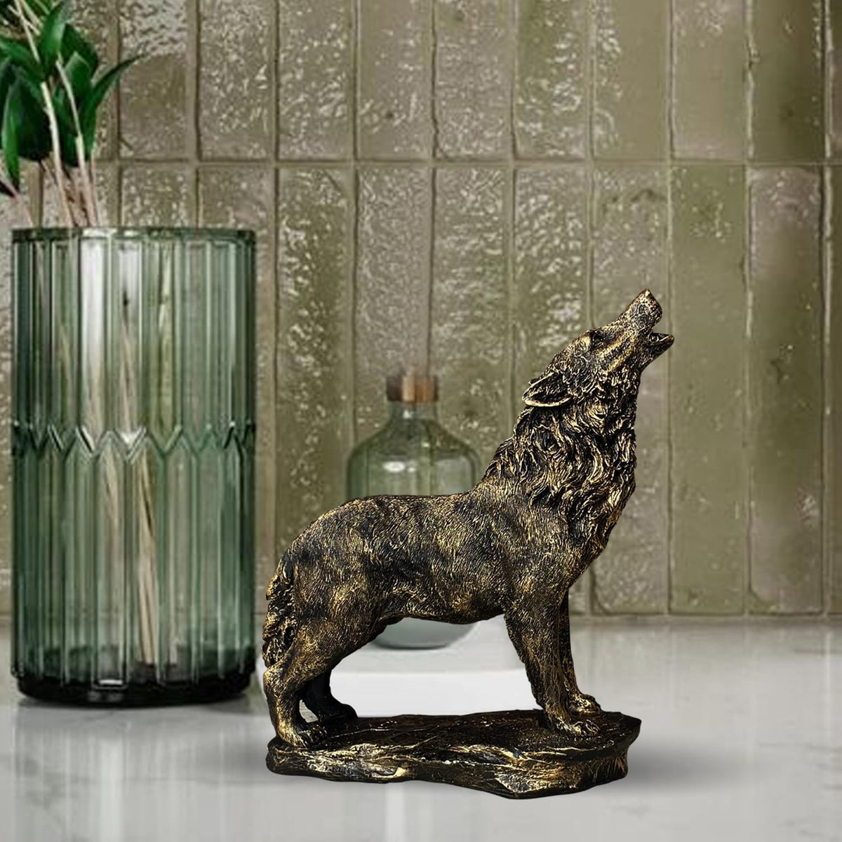 Beautiful Lion Statue for Home Decor (Pack of 1, Dark Brown)