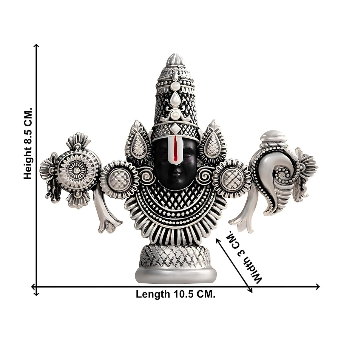 999 Silver Plated Tirupati Balaji Idol Face, Venkateshwara Swamy Idol for Car Dashboard, House Warming Gifts, Home Pooja Temple, Home Decor Items, Wedding Birthday