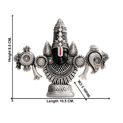 999 Silver Plated Tirupati Balaji Idol Face, Venkateshwara Swamy Idol for Car Dashboard, House Warming Gifts, Home Pooja Temple, Home Decor Items, Wedding Birthday