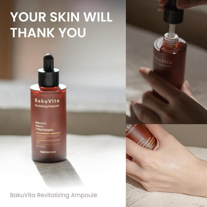 THANKYOU FARMER BakuVita Revitalizing Ampoule (50 ml) Face Serum with Bakuchiol Retinol Alternative with Vitamin C + E | Korean Serum for Hydration, Firming, Pore Care & Radiant Glow, Vegan