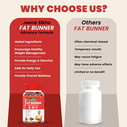 Jeena Sikho Fat Burner Advance Formula 60 Tablets, Ayurvedic Weight Loss Supplement for Men & Women, Helps Reduce Belly Fat & Improve Metabolism, With Amla, Guggul & Pipali