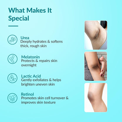 Fixderma Nigrifix Advance Cream for Acanthosis Nigricans with Melatonin, Retinol & Lactic Acid | For Dark Body Parts like Neck, Ankles, Knuckles, Armpits, Thighs & Elbows | Dermatologist Tested - 50g