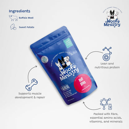 Woof Ministry Buff Bites for Dogs, Minimal Ingredient Dehydrated Dog Treats (Non Veg Treats -100 Grams), All Life Stages, dry
