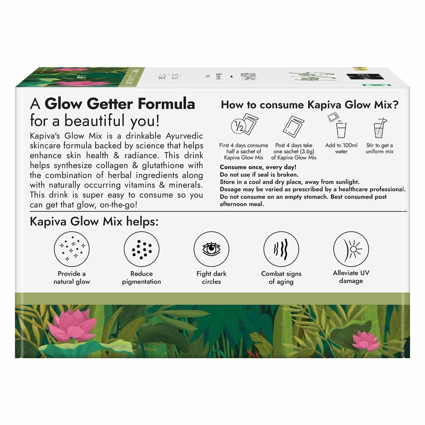 Kapiva Skin Foods Glow Mix | Ayurvedic Skin Supplement, Collagen Powder | Skincare for Glowing & Healthy Skin (30 Sachets)