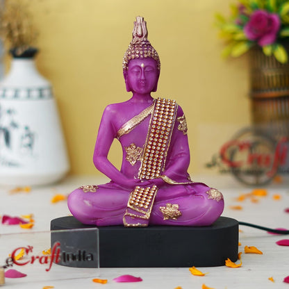 Purple and Golden Resin Handcrafted Meditating Lord Buddha Statue | Serene Home Decor for Living Rooms, Meditation Spaces, and Offices | Spiritual Gift for Diwali, Housewarming