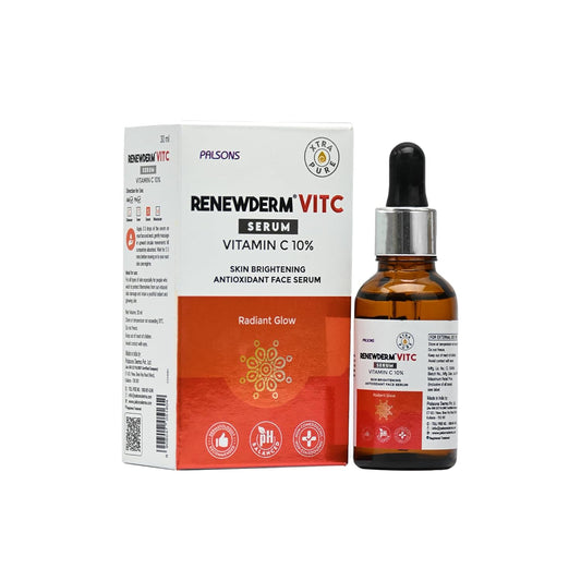 RENEWDERM Vit C Serum Skin Brightening Antioxidant with Vitamin C 10% | Reduces Dark Spots I For Glowing Skin | With Vitamin-C, Aloe Vera & Mulberry Extract, 30ml