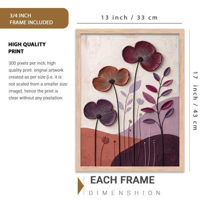Aesthetic flower Art Home Decoration Painting | Floral Paintings With Frame For Living Room Bed Room Hotel Wall Decor Digital Reprint (13x17 inch)