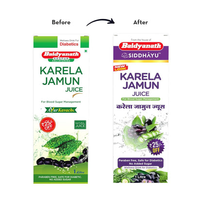 Baidyanath Asli Ayurved Karela Jamun Juice 1Ltr | Diabetes Care | Controls Blood Sugar Naturally | 100% Pure Herbal Juice