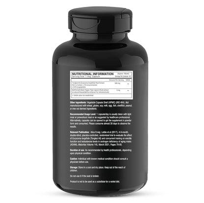 GREENDORSE Organic Tongkat Ali Extract Capsules | 2% Eurycomanone by HPTLC | Enhanced T level, Stamina and Stress tolerance, Veg Capsules-60