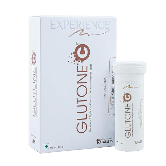 Glutone supplement packaging with box and white container on a white background