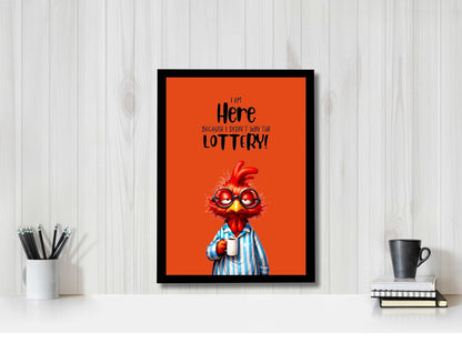 Funny Wall Decor Frame Ready to Hang | Humorous Quote Poster Wall Art for Office Desk Bedroom Hostel Room | Cute Cartoon Chicken Meme Photo Frame | Unique Gift for Friends & Coworkers