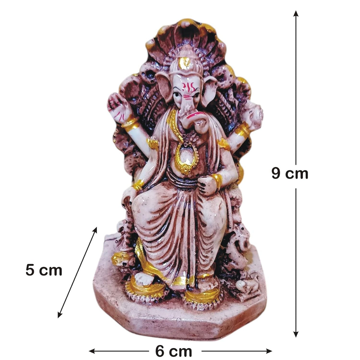 Ganesha Ganesh Ganpati Gajanan Statue Idol Murti Gift Item Decorative Showpiece Multicolor Polyresin Pack of 1 (V230)