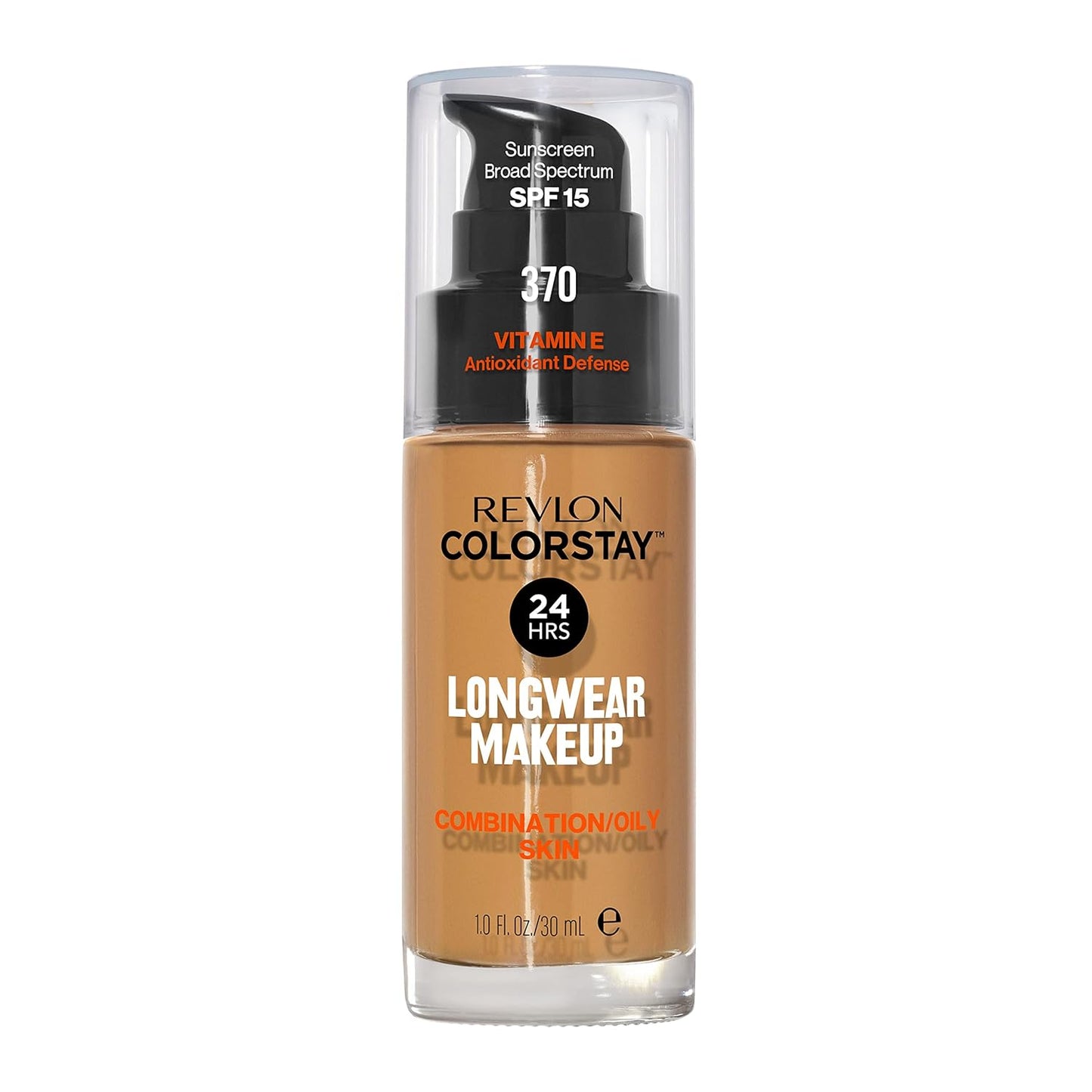 Revlon Liquid Foundation, ColorStay Face Makeup for Combination & Oily Skin, SPF 15, Medium-Full Coverage with Matte Finish, 370 Toast, 30 ml