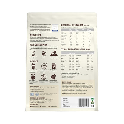 Trunativ Pro Blend Whey Protein Powder Isolate & Concentrate | 100% Light & Clean Protein Powder | 26g Protein | 6g BCAA | 12.52g EAA | No added sugar | Choco Crunch 2lbs (907g)
