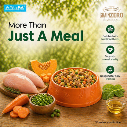 Grain Zero Dog Fresh Food Tetra Pak Real Chicken & Vegetables, for Adult & Puppy, 350g | Supports Joint & Health | Immune System | Anti Inflammatory Properties | Ready to Serve | One Pack One Meal