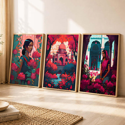 Premium Digital Painting with Frame for Home Decor - Painting for Living Room Bedroom Office Room Decor - Painting for Wall Decoration - Pack of 3 (Modern Art Painting, Design06, 10X13 inch)