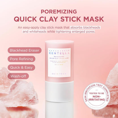 SKIN1004 Madagascar Centella Poremizing Quick Clay Stick Mask 27g – Face Mask with 5 Clays & Red Bean Powder for Pore Care, Oil Control, Blackhead Removal & Skin Soothing Korean Skincare