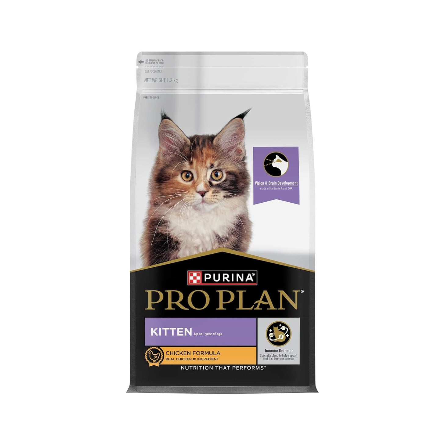 Purina Pro Plan Kitten Dry Food with Chicken, 1.2kg Pack | With Chicken, Complete Kitten Nutrition, High Quality Protein, Essential Vitamins & Minerals