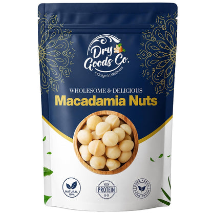 Dry Goods Co. Premium Macadamia Nuts | Jumbo Roasted & Salted Macadamia Kernels | Rich Buttery Taste | Healthy Snack | High in Fiber & Good Fats | Ready to Eat Gourmet Dry Fruits