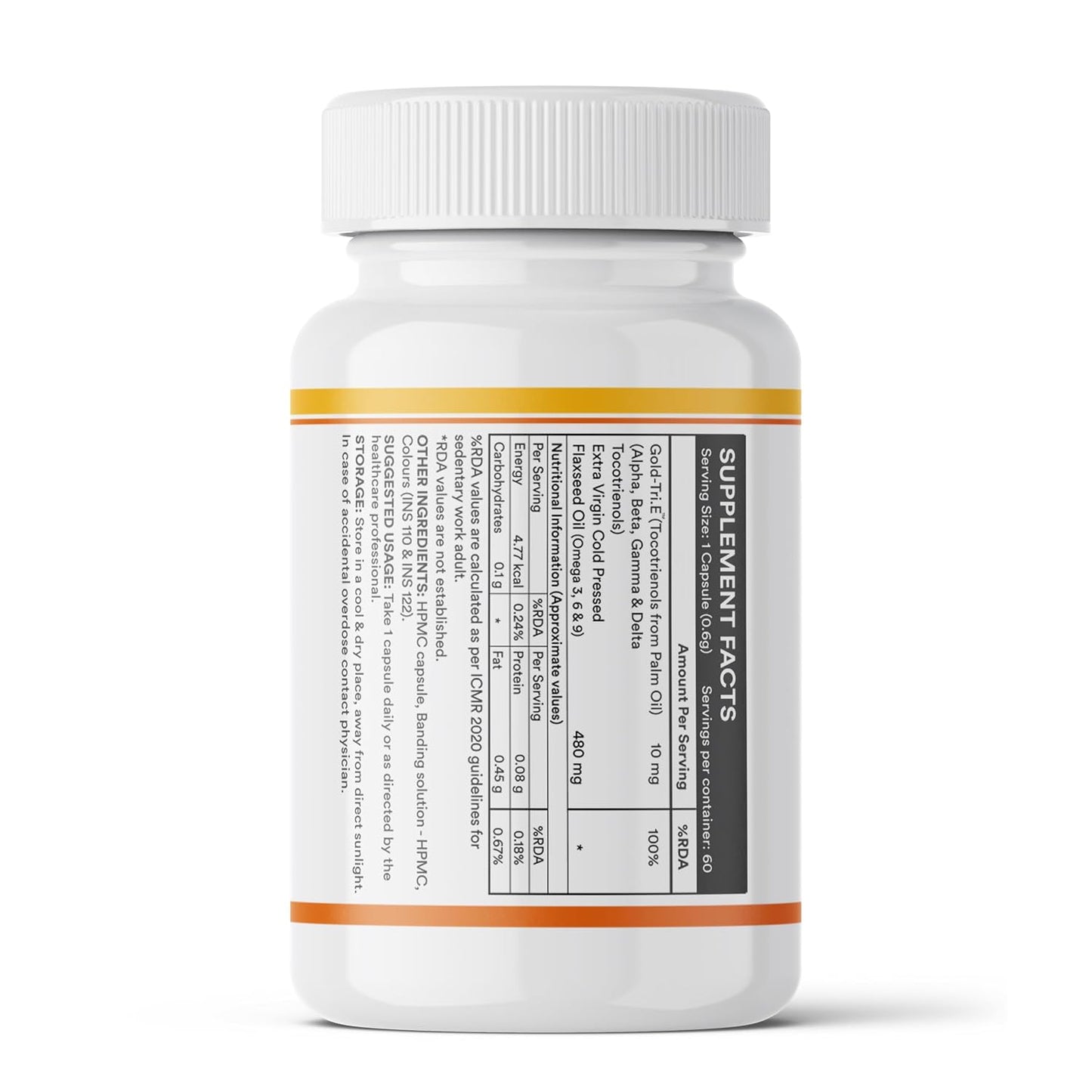 INLIFE Tocotrienol Oil 10mg (Gold Tri.E) & Flaxseed Oil 480mg Supplement | Extra Virgin Cold-Pressed Omega 3 6 9 | Supports Heart, Skin, Hair & Immune Health - 60 Vegetarian Capsules
