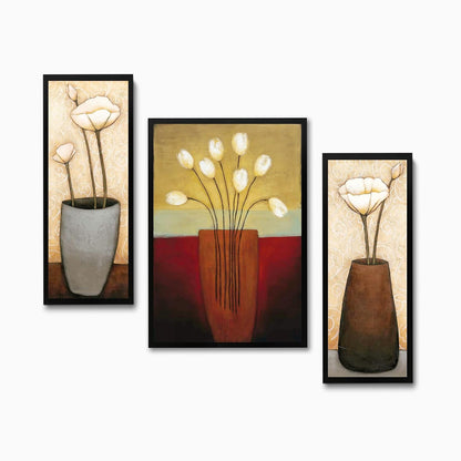 Wall Painting Frames For decor, Pictures Frame For Living Room, Home Decoration, Bedroom, Set of 3, 1pc- 23 x 30 cm, 2pc- 12.5 x 30 cm (Design 11)