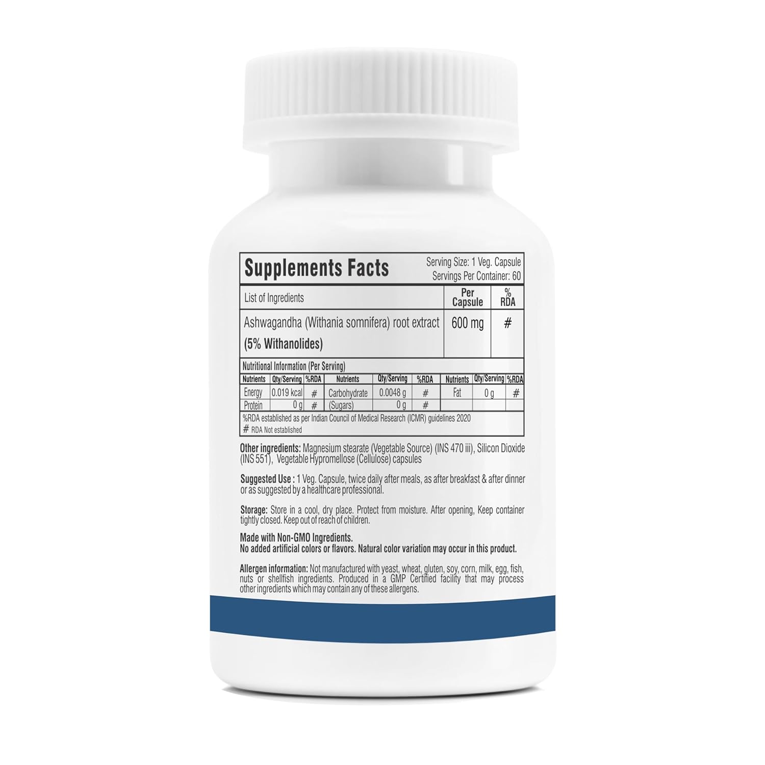 Supplement bottle with label on a white background
