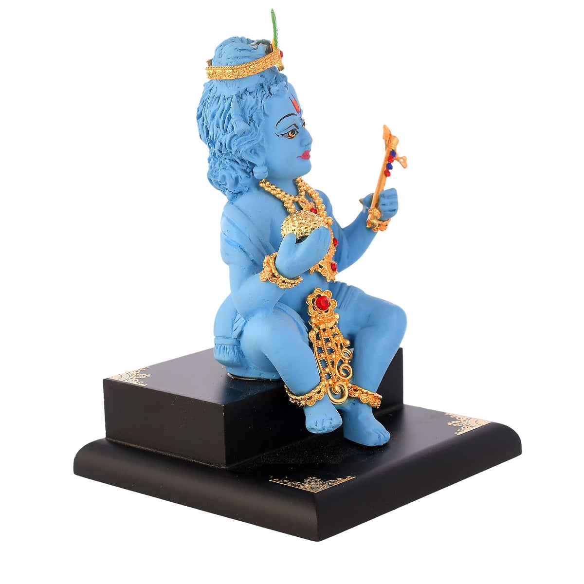 Laddoo Gopal with Flute Idol | Bal Gopal Murti Car Dashboard | Baby Krishna Statue | Little Kanha Figurine for Home Temple
