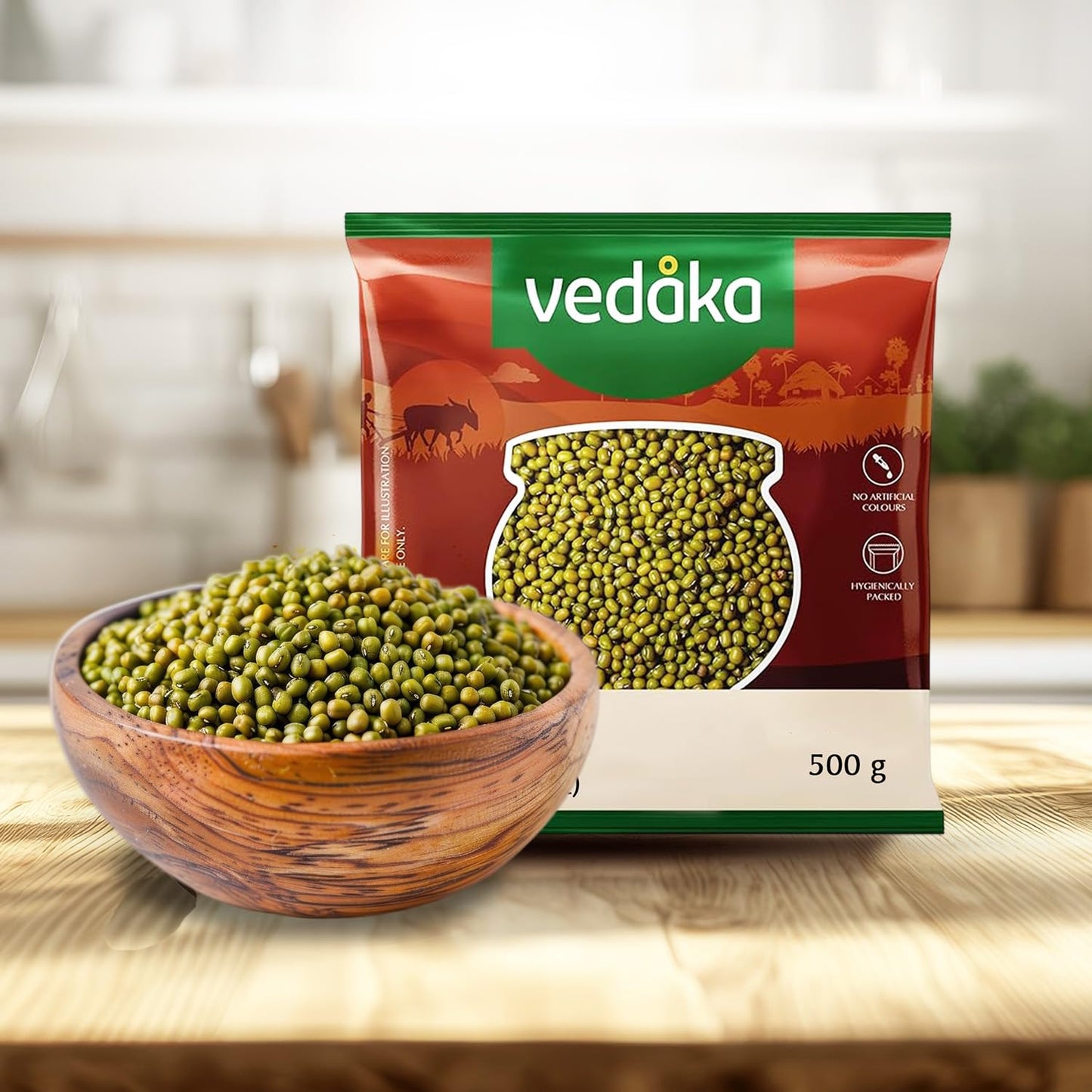 Vedaka Popular Unpolished Green Moong Whole (Sabut), 500 g|Naturally Rich in Protein |Naturally Cholesterol free