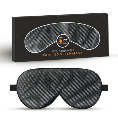 Friends of Meditation 100% Mulberry Silk Eye Mask, Super Smooth Sleep Mask and Blind Fold (Black Lines)