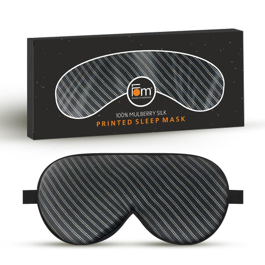 Friends of Meditation 100% Mulberry Silk Eye Mask, Super Smooth Sleep Mask and Blind Fold (Black Lines)