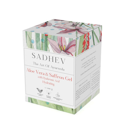 Sadhev Aloe Vera & Saffron Face Gel With Hyaluronic Acid | Intense Hydrating Face Moisturiser For Glowing Skin | For Dry Skin (100g)