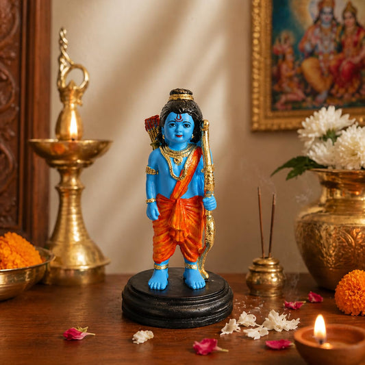 Lord Ram Idol for Car Dashboard Decorative Mini Showpiece for Home Temple Office Desk Spiritual Gift Compact Hindu God Murti for Vastu Dashboard Accessories