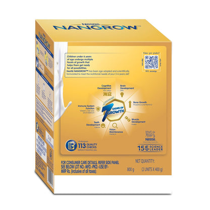 Nangrow | 800g Value Pack | Nutritious Milk Powder Drink For Growing Toddler Aged 2-6 Years | Zero Sucrose | Contains Dha | Rich In Protein & Vital Nutrients | Creamy Vanilla Flavor