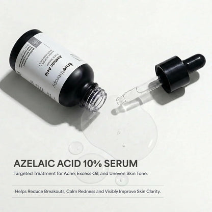 The True Therapy 10% Azelaic Acid Face Serum with Witch Hazel Extract for Anti-inflammatory, Cystic Acne, Rosacea, Hyperpigmentation, Reduce Redness, Excess Oil & Breakout – 30 ml