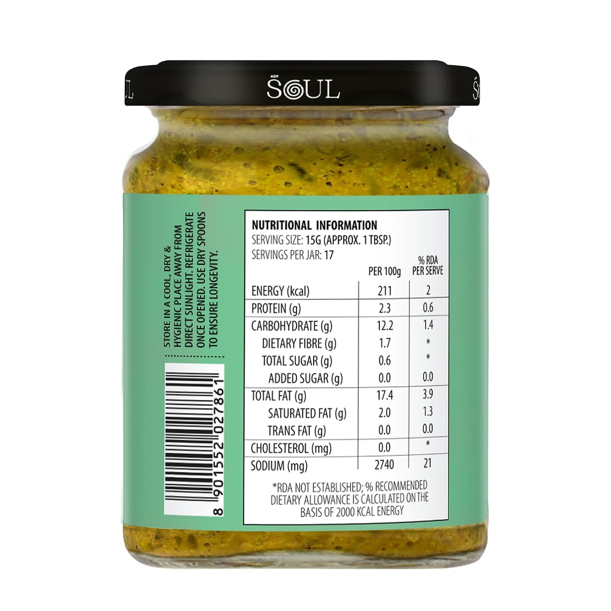 ADF Soul’s Spicy green chillies pickled in 100% Olive Oil with bold, tangy and traditional Indian spices | 265g