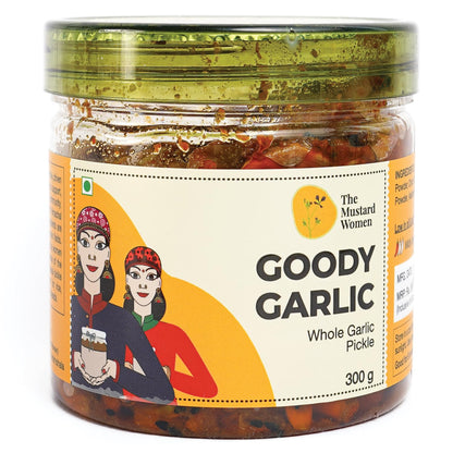 The Mustard Women Goody Garlic Pickle 300 g | Himachali Lahsun Achar | Homemade Style Indian Pickle | Tangy & Spicy Garlic Pickle with Traditional Spices