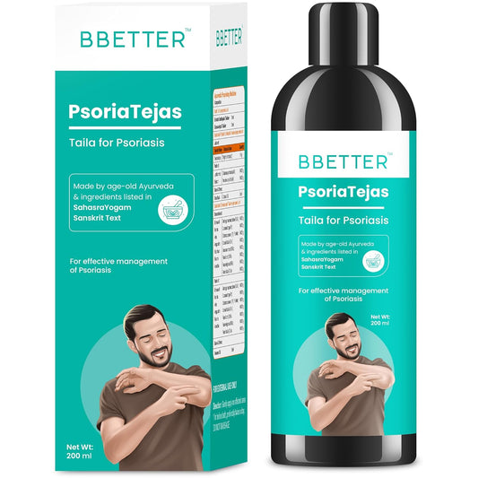 BBETTER Psoria Tejas - Oil for Skin Health Management | Steroid-Free Formula for Dry Itchy and Flaky Skin Helps Soothe Irritation Redness & Promote Hydration | Made by age old Ayurveda