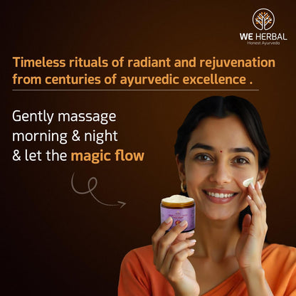 WE HERBAL Kumkumadi Face Cream for Fairness, Radiant Glow, Skin Brightening & Firming, 50gm Ayurvedic Moisturizer with Natural Ingredients, No Artificial Chemicals, Fragrance or Colour