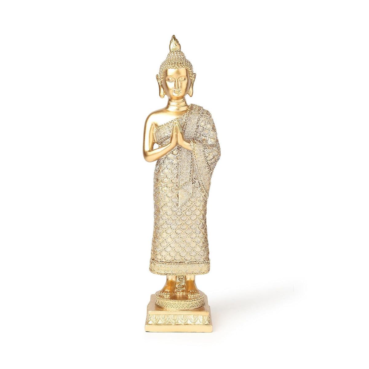 Buddha Idols for Home Decor | Show Piece for Living Room | Buddha Idol | Office Desk Decorative Items (Gold: L7xW8xH29 cm)