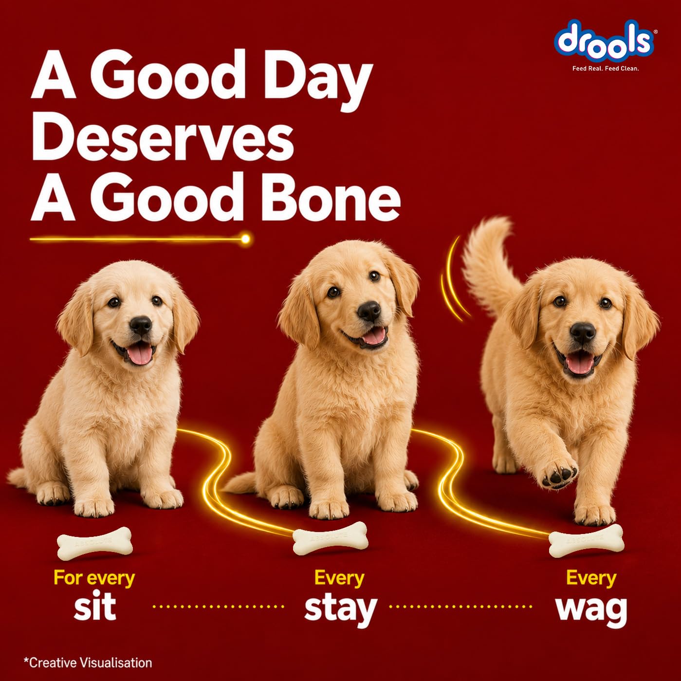 Drools Absolute Dog Treat Calcium Bone Pouch, 190g Pack | Chicken Flavour | Healthy Bones & Joint | Strong Teeth | Optimum Calcium & Phosphorus Ratio,All Life Stages