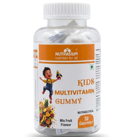 Nutrasium Multivitamin Gummies For Kids | With 14 Vitamins, 10 Minerals | Ashwagandha & Ginseng | 30 Day pack | Improves Immunity, Bone health & Brain Development | No Added Sugar | Mixed Fruit Flavour