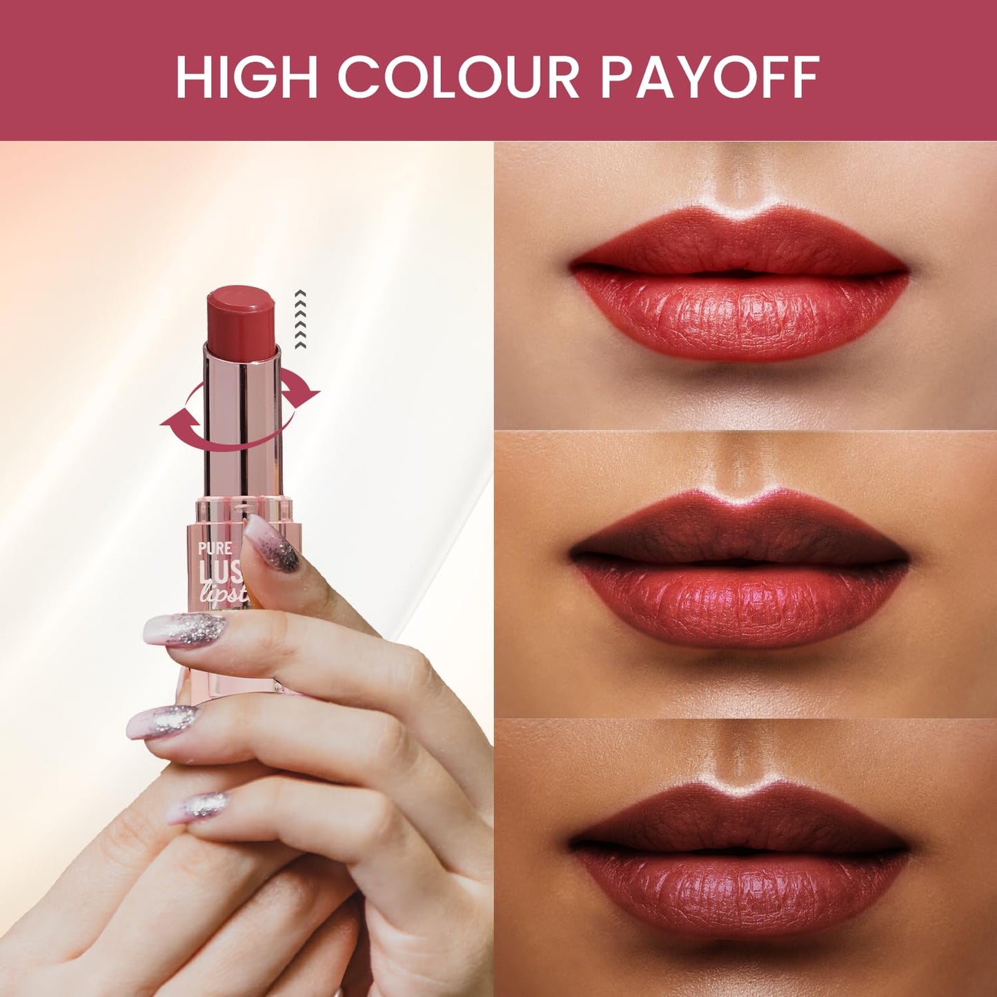 Swiss Beauty Pure Lustre Lipstick | High Shine Finish | Smooth Glide | With Olive Oil & Vitamin E | Hydrating | Shade- Twisted Caramel, 3.8gm