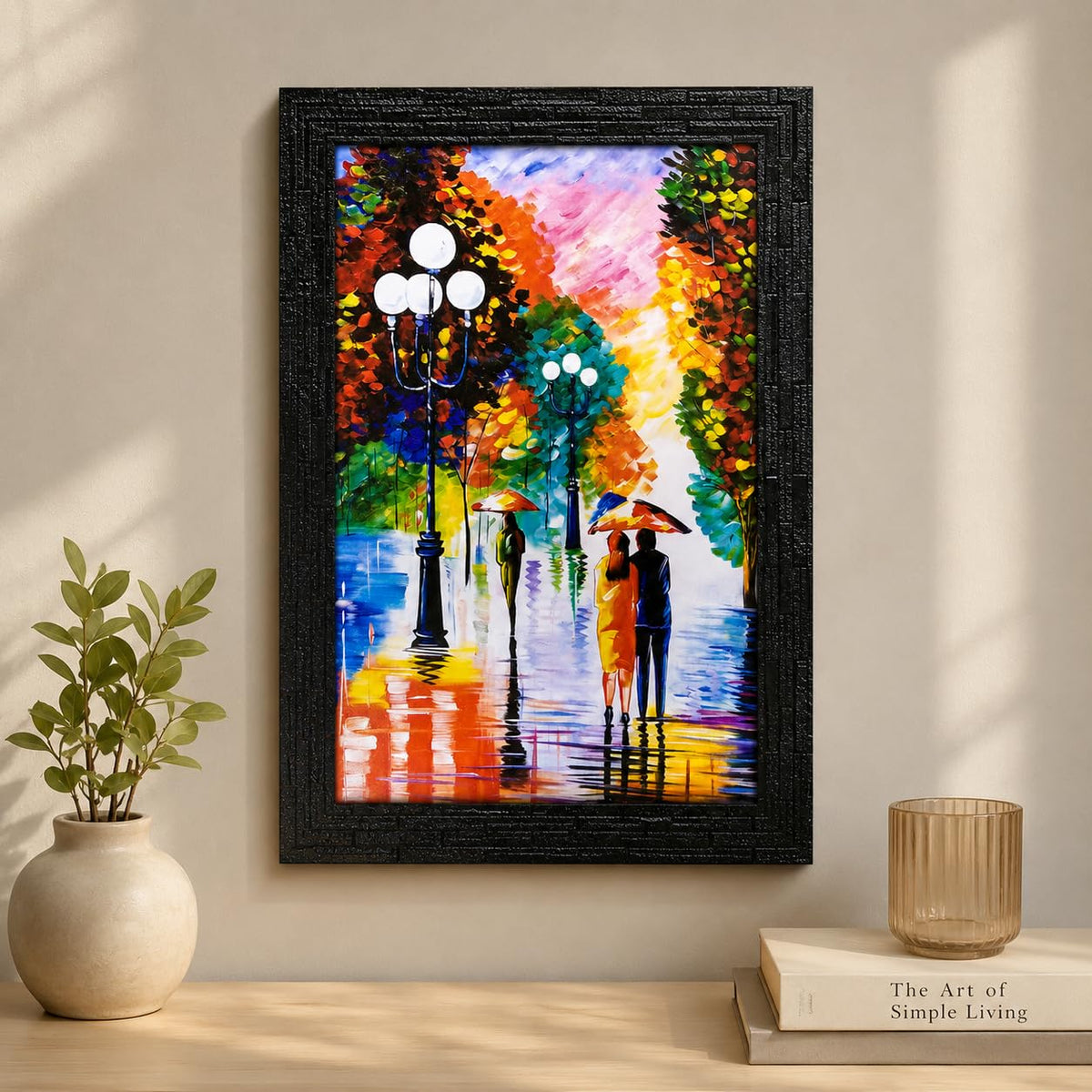 Abstract Art Wooden Framed Painting | Ready to Hang- (Wooden Frame, Multicolor, 10inch x 14 inch)